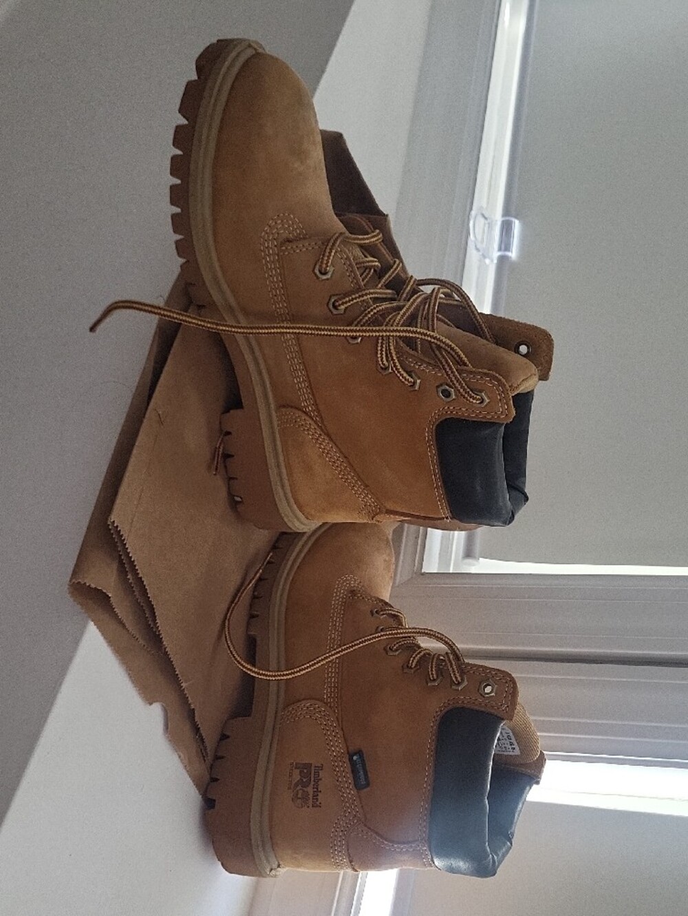 Timberland Steel Toed Wheat Brown Lace-Up Work Boots - Picture 3 of 6